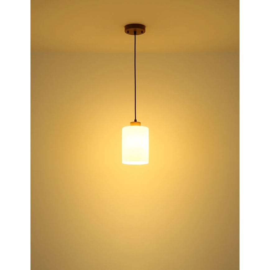 Globo - Lampadario a cavo 1xE27/60W/230V rovere/bianco