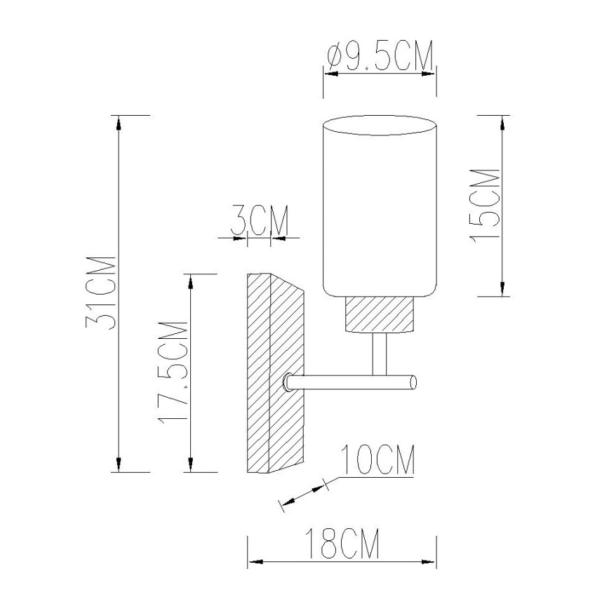 Globo - Lampada da parete 1xE27/60W/230V rovere/bianco
