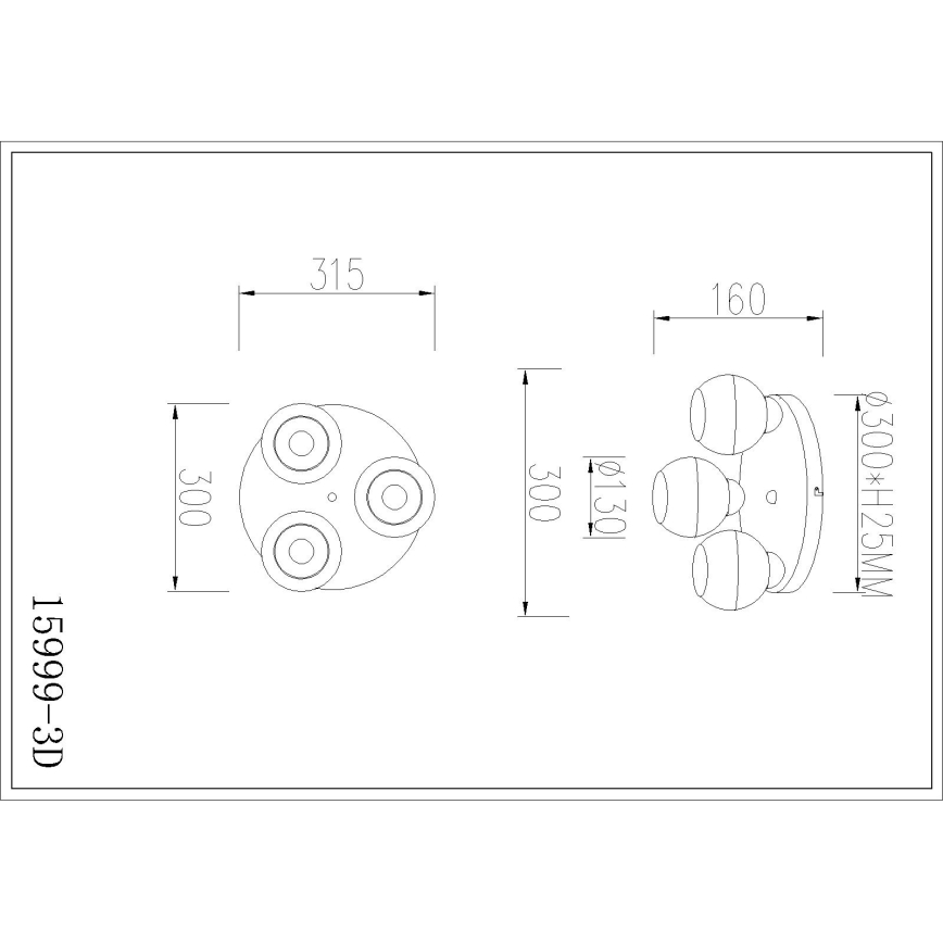 Globo - Plafoniera 3xE27/60W/230V Ø 31,5 cm