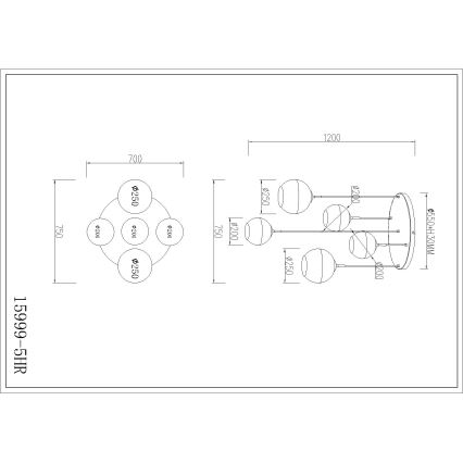 Globo - Lampadario a sospensione con cavo, 5x E27/60W/230V