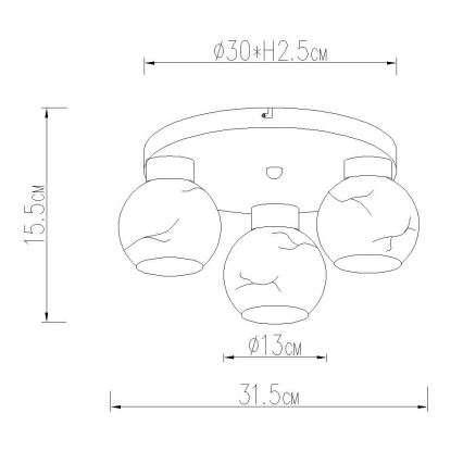Globo - Plafoniera 3xE27/60W/230V Ø 31,5 cm