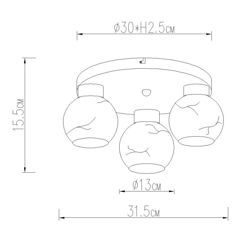 Globo - Plafoniera 3xE27/60W/230V Ø 31,5 cm