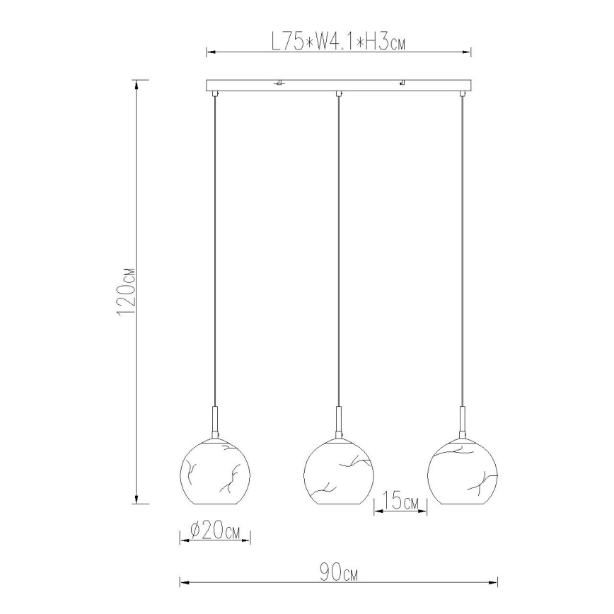Globo - Lampadario a sospensione su cavo 3xE27/60W/230V