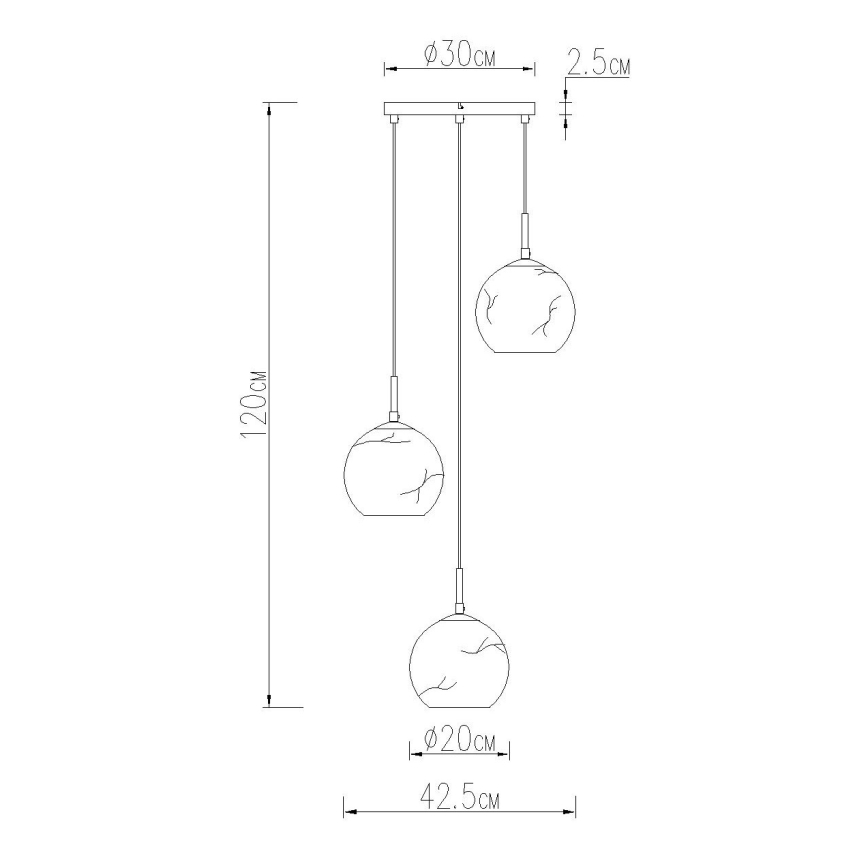 Globo - Lampadario a sospensione con cavo 3xE27/60W/230V diam. 42,5 cm