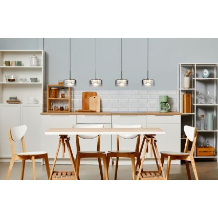 Globo - Lampadario LED a sospensione con cavo LED/24W/230V nero/fumé