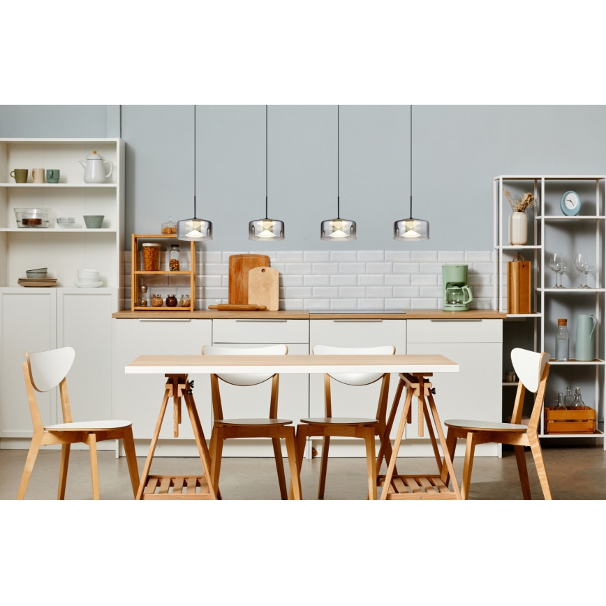 Globo - Lampadario LED a sospensione con cavo LED/24W/230V nero/fumé
