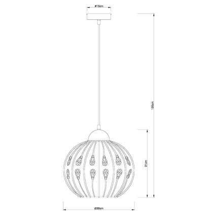 Globo - Lampadario a sospensione con cavo 1xE27/60W/230V Ø 30 cm