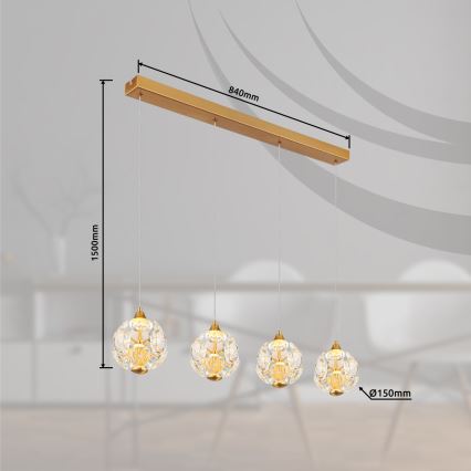 Globo - Lampadario LED sospeso su cavo LED/32W/230V 3000K dorato