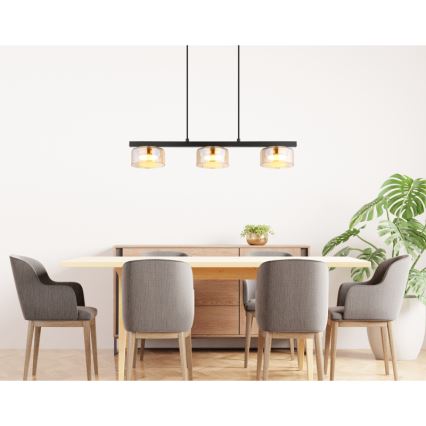 Globo - Lampadario LED a sospensione con filo 3xGX53/6W/230V fumé/marrone