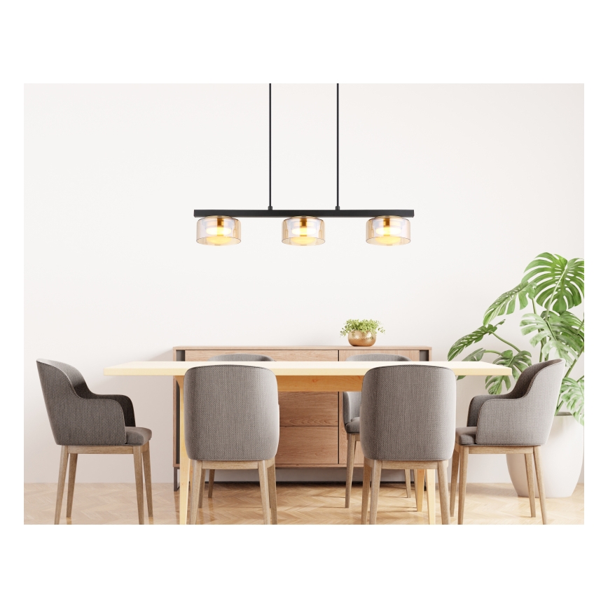 Globo - Lampadario LED a sospensione con filo 3xGX53/6W/230V fumé/marrone