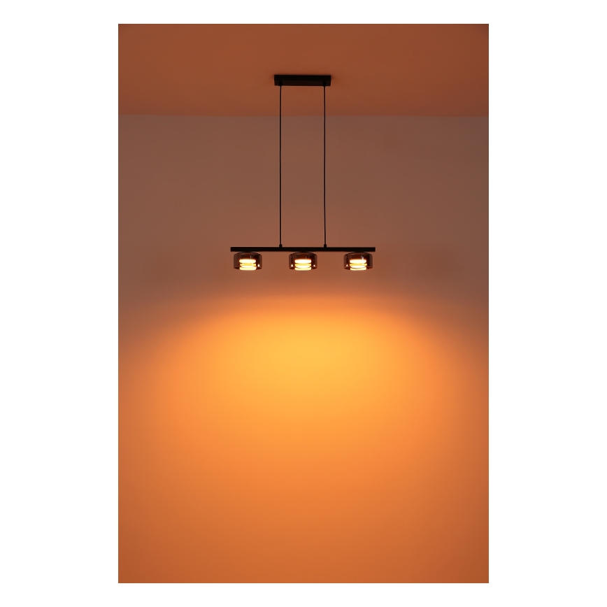 Globo - Lampadario LED a sospensione con filo 3xGX53/6W/230V fumé/nero