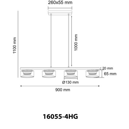 Globo - Lampadario LED a sospensione con filo 4xGX53/6W/230V fumé/marrone