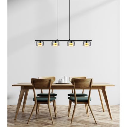 Globo - Lampadario LED a sospensione con filo 4xGX53/6W/230V fumé/nero