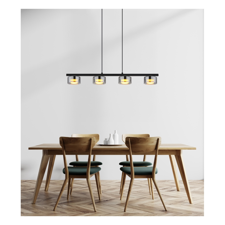 Globo - Lampadario LED a sospensione con filo 4xGX53/6W/230V fumé/nero