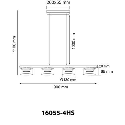 Globo - Lampadario LED a sospensione con filo 4xGX53/6W/230V fumé/nero