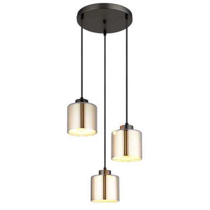 Globo - Lampadario a sospensione con filo 3xE27/60W/230V cromo lucido diametro 33 cm