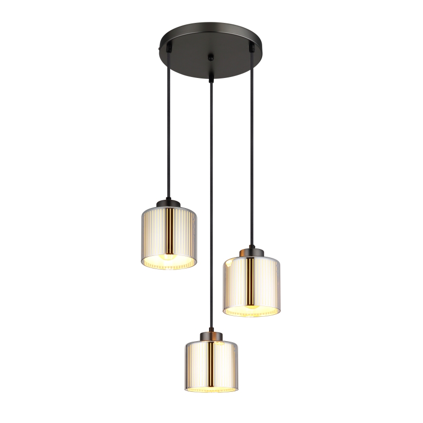 Globo - Lampadario a sospensione con filo 3xE27/60W/230V cromo lucido diametro 33 cm