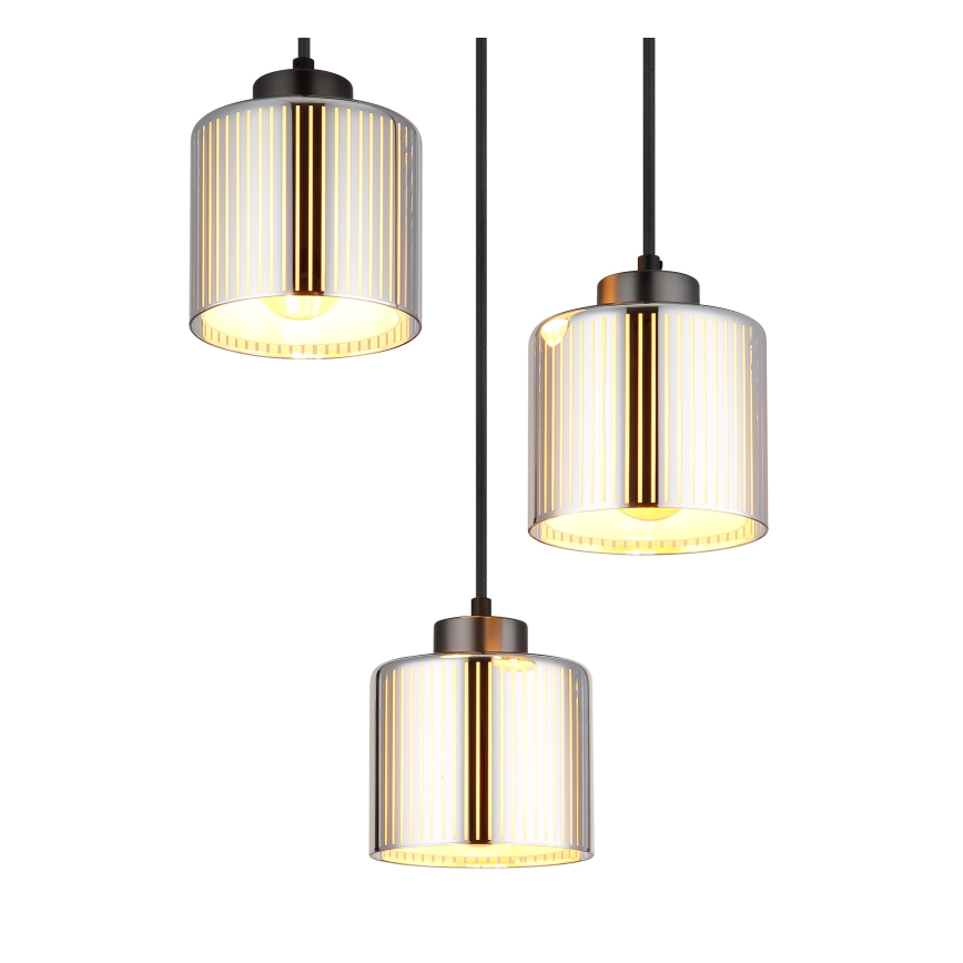Globo - Lampadario a sospensione con filo 3xE27/60W/230V cromo lucido diametro 33 cm