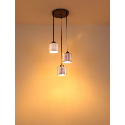 Globo - Lampadario a sospensione con filo 3xE27/60W/230V cromo lucido diametro 33 cm