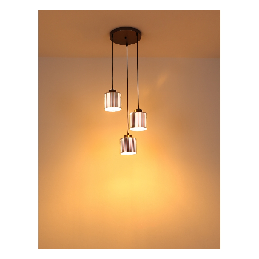 Globo - Lampadario a sospensione con filo 3xE27/60W/230V cromo lucido diametro 33 cm