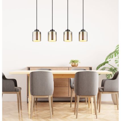 Globo - Lampadario a sospensione con filo 4xE27/60W/230V cromo lucido