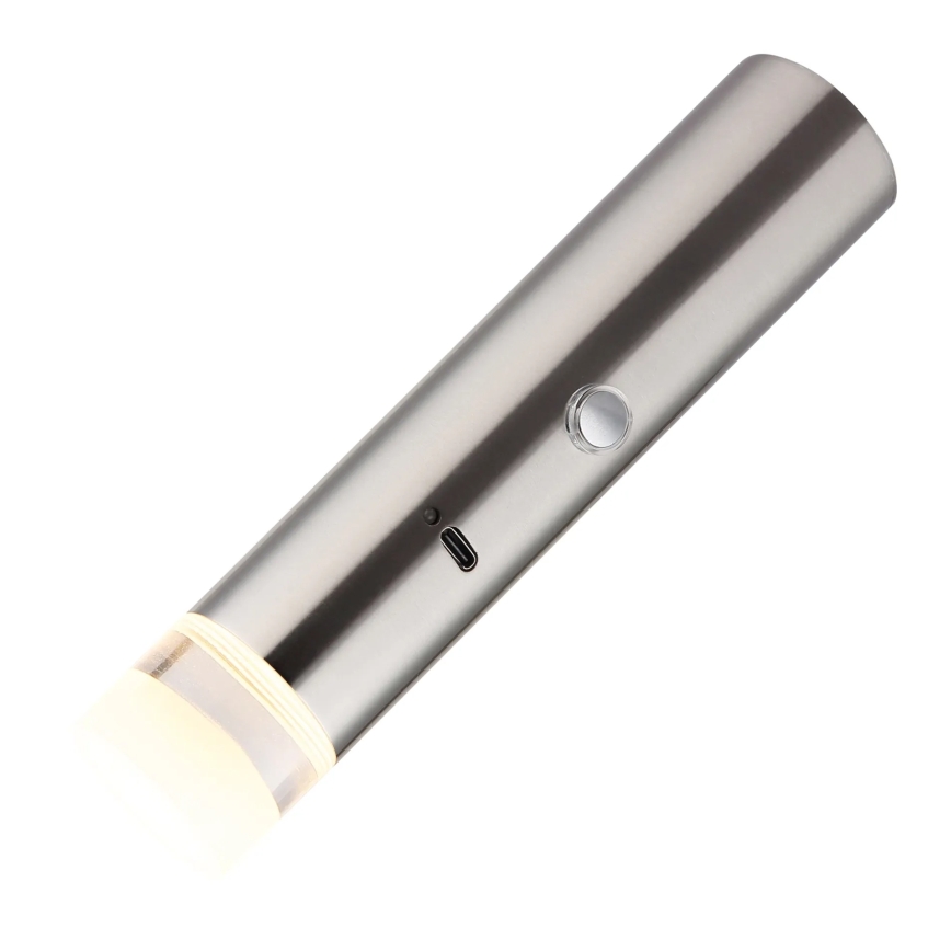 Globo - Lampada ricaricabile LED dimmerabile a sfioramento 2 in 1 LED/2W/230/5V cromo opaco