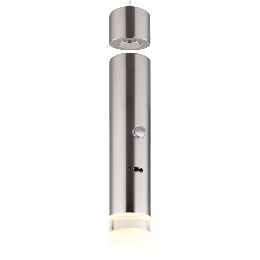 Globo - Lampada ricaricabile LED dimmerabile a sfioramento 2 in 1 LED/2W/230/5V cromo opaco