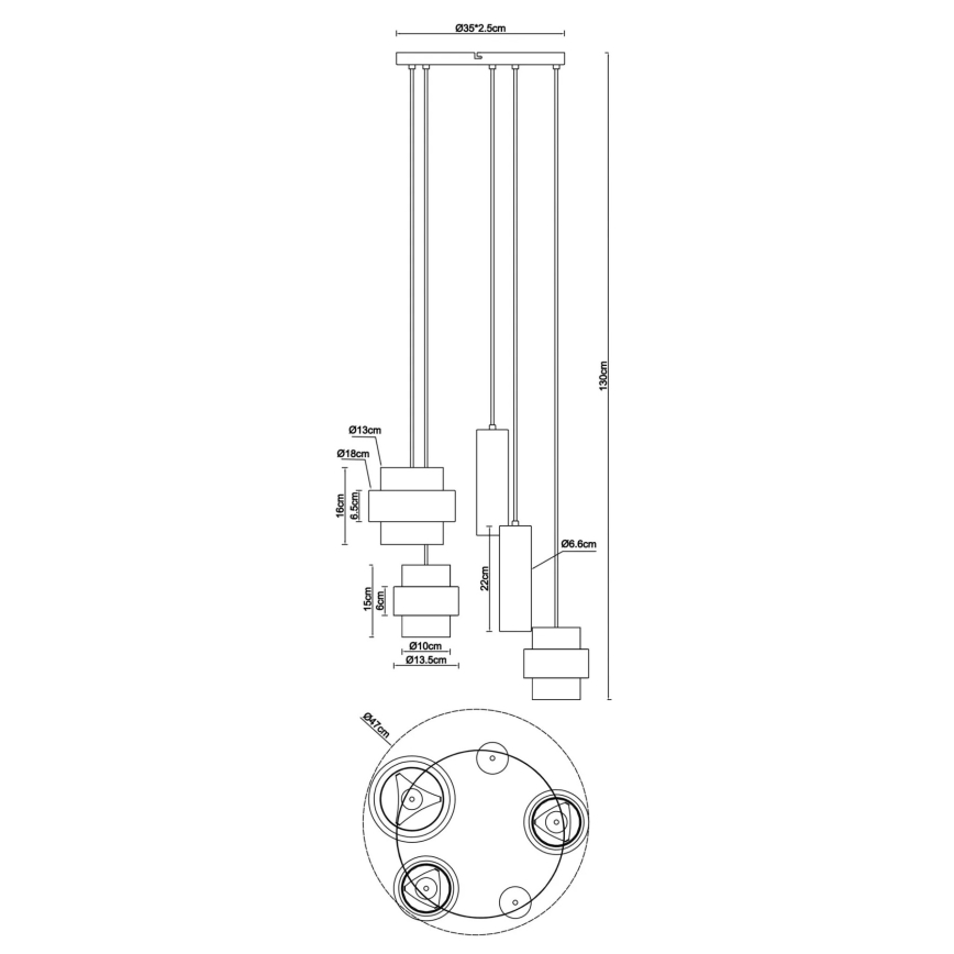 Globo - Lampadario sospeso con cavo 3xE27/40W/230V + 2xGU10/10W