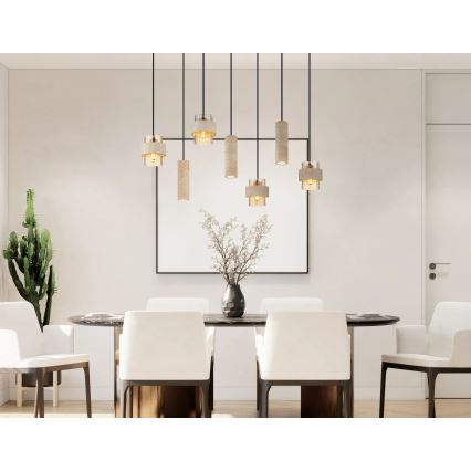 Globo - Lampadario a sospensione su cavo 4xE27/40W/230V + 3xGU10/10W travertino