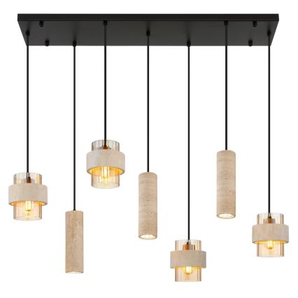 Globo - Lampadario a sospensione su cavo 4xE27/40W/230V + 3xGU10/10W travertino