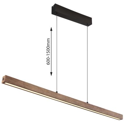 Globo - Lampadario LED dimmerabile con controllo touch su cavo LED/24W/230V + LED/3W 3000K marrone