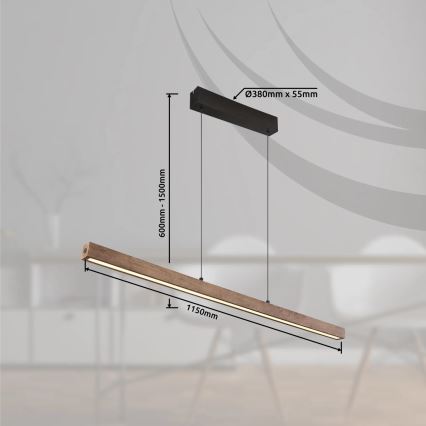 Globo - Lampadario LED dimmerabile con controllo touch su cavo LED/24W/230V + LED/3W 3000K marrone