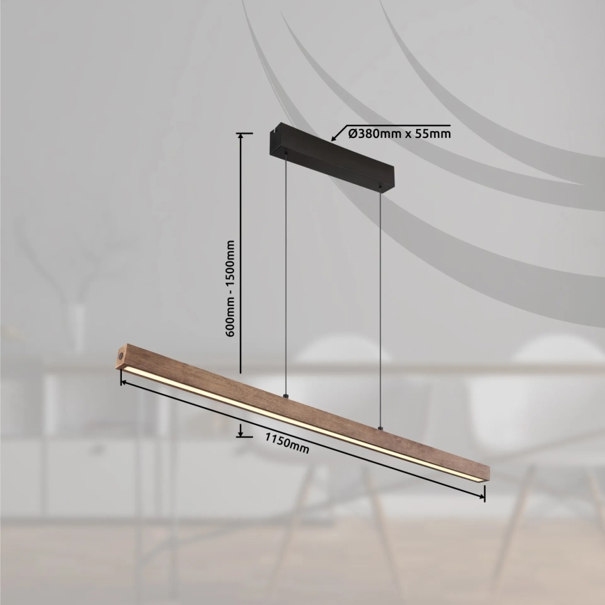 Globo - Lampadario LED dimmerabile con controllo touch su cavo LED/24W/230V + LED/3W 3000K marrone