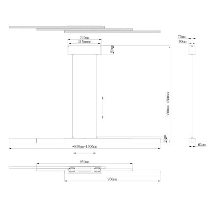 Globo - Lampadario LED dimmerabile con controllo touch su cavo LED/39W/230V 2700/4000/6000K ottone