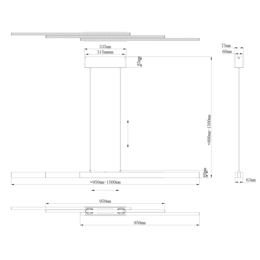 Globo - Lampadario LED dimmerabile con controllo touch su cavo LED/39W/230V 2700/4000/6000K ottone