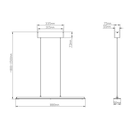 Globo - Lampadario LED dimmerabile con controllo touch su cavo LED/20W/230V 3000/4000/6500K