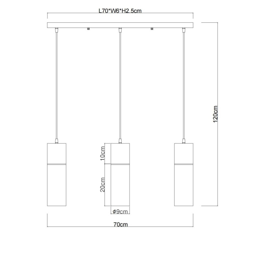 Globo - Lampadario a sospensione con cavo 3xE27/25W/230V nero