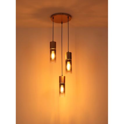 Globo - Lampadario a sospensione con filo 3xE27/25W/230V bronzo diametro 34 cm