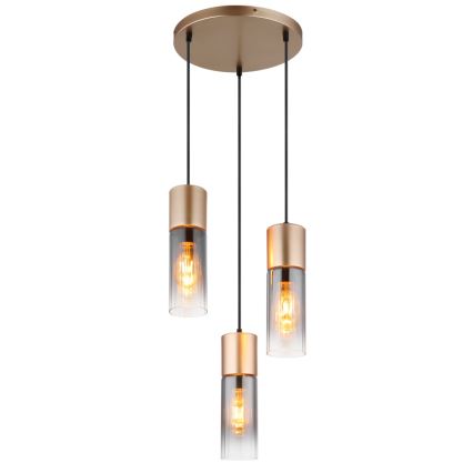 Globo - Lampadario a sospensione con filo 3xE27/25W/230V bronzo diametro 34 cm