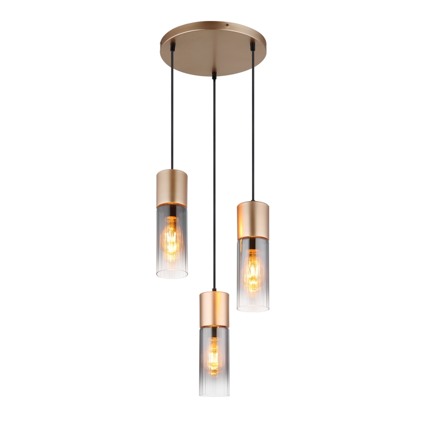 Globo - Lampadario a sospensione con filo 3xE27/25W/230V bronzo diametro 34 cm