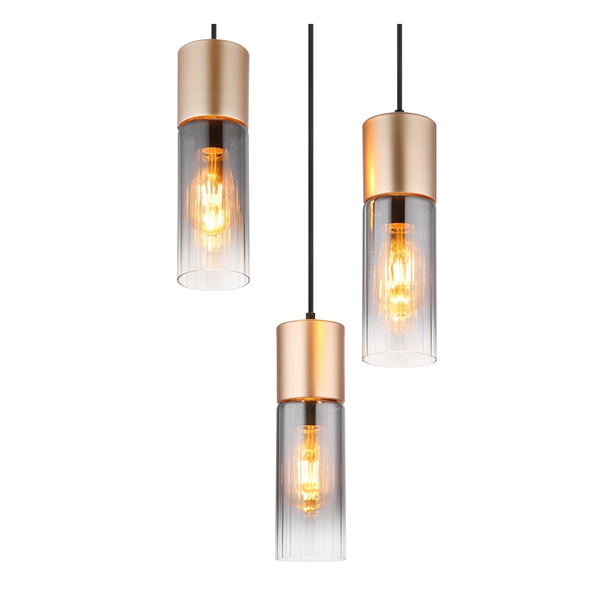 Globo - Lampadario a sospensione con filo 3xE27/25W/230V bronzo diametro 34 cm