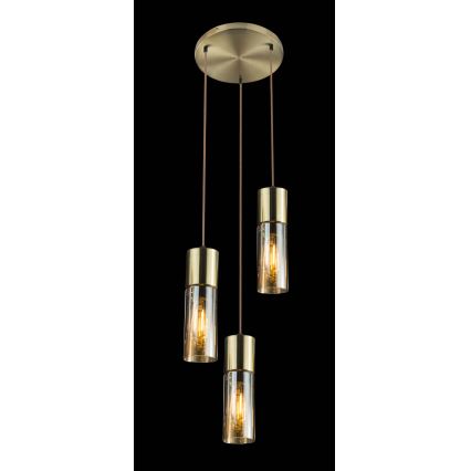 Globo - Lampadario a sospensione con filo 3xE27/25W/230V diametro 30 cm ottone