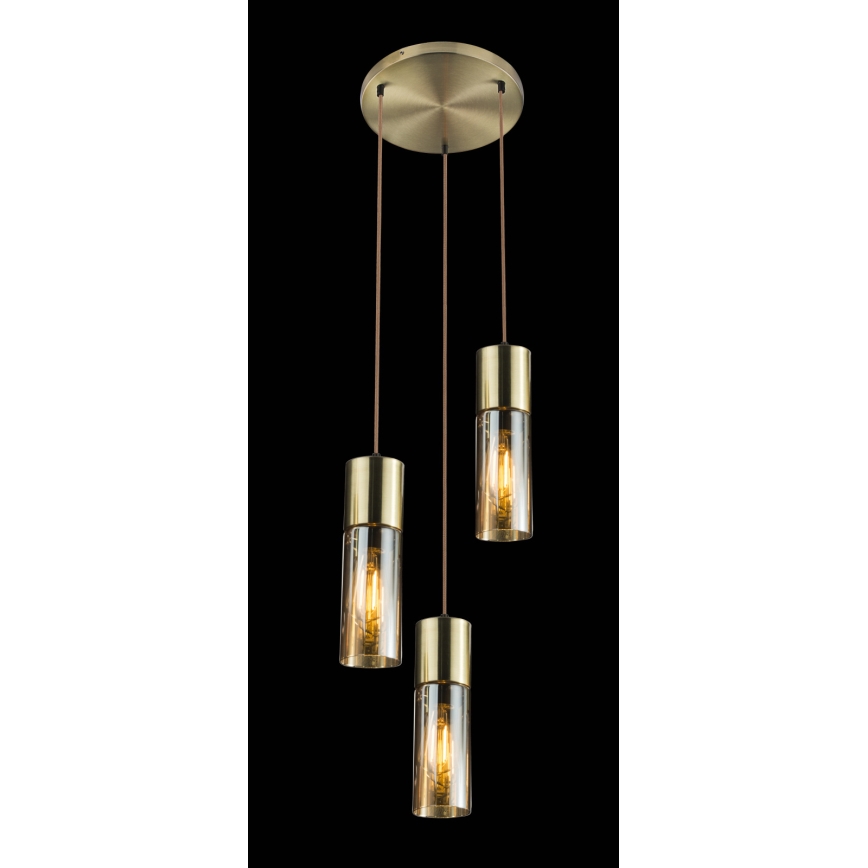 Globo - Lampadario a sospensione con filo 3xE27/25W/230V diametro 30 cm ottone