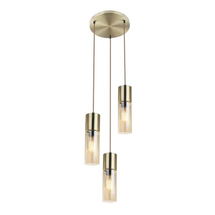 Globo - Lampadario a sospensione con filo 3xE27/25W/230V diametro 30 cm ottone