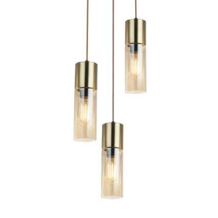 Globo - Lampadario a sospensione con filo 3xE27/25W/230V diametro 30 cm ottone