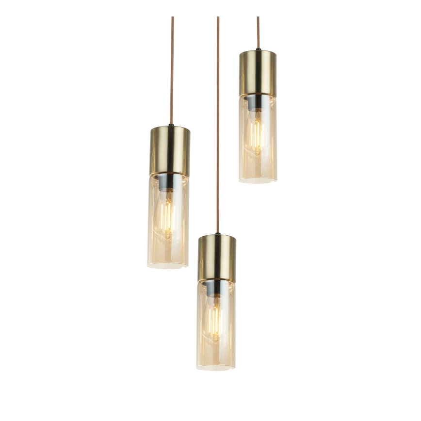 Globo - Lampadario a sospensione con filo 3xE27/25W/230V diametro 30 cm ottone