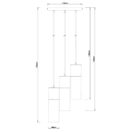 Globo - Lampadario a sospensione con filo 3xE27/25W/230V diametro 30 cm ottone