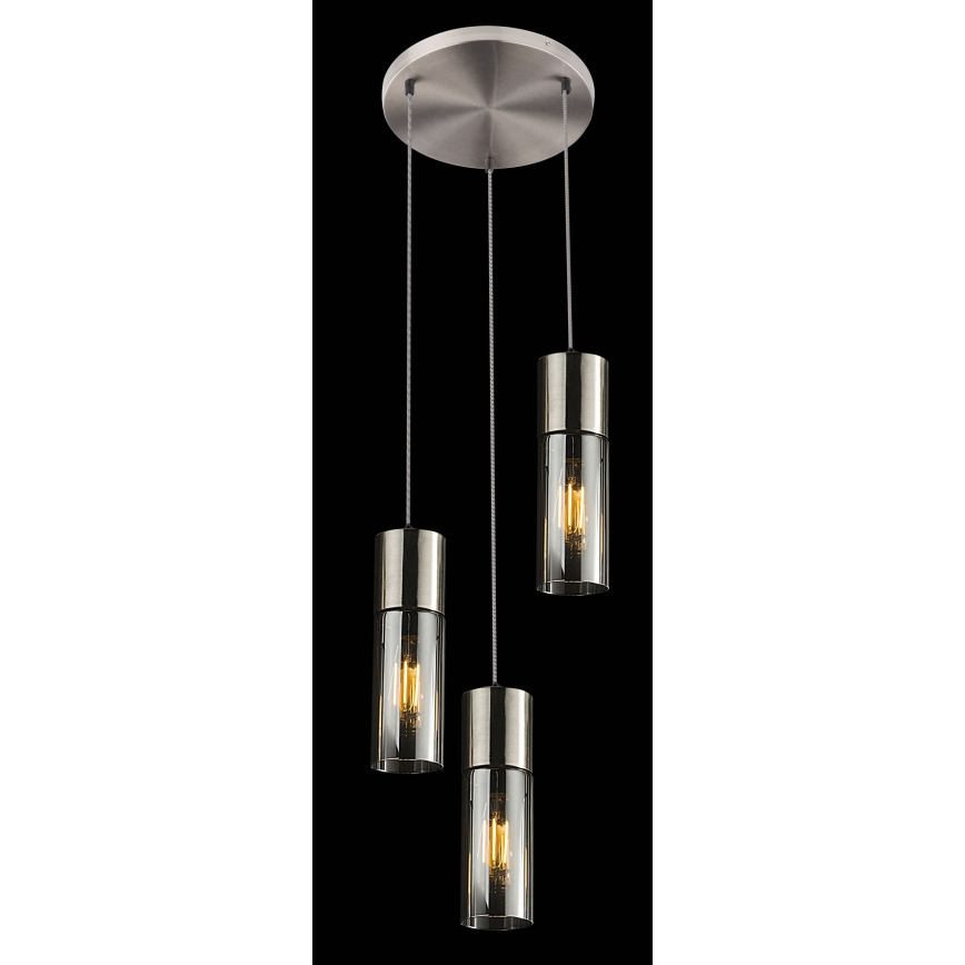 Globo - Lampadario a sospensione con filo 3xE27/25W/230V diametro 30 cm cromo opaco
