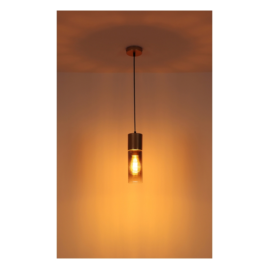 Globo - Lampadario a sospensione con filo 1xE27/25W/230V bronzo diametro 10 cm