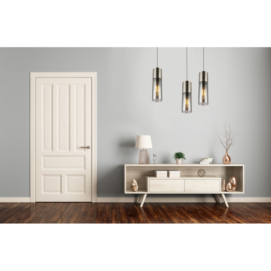 Globo - Lampadario a sospensione con filo 1xE27/25W/230V diametro 10,5 cm cromo opaco